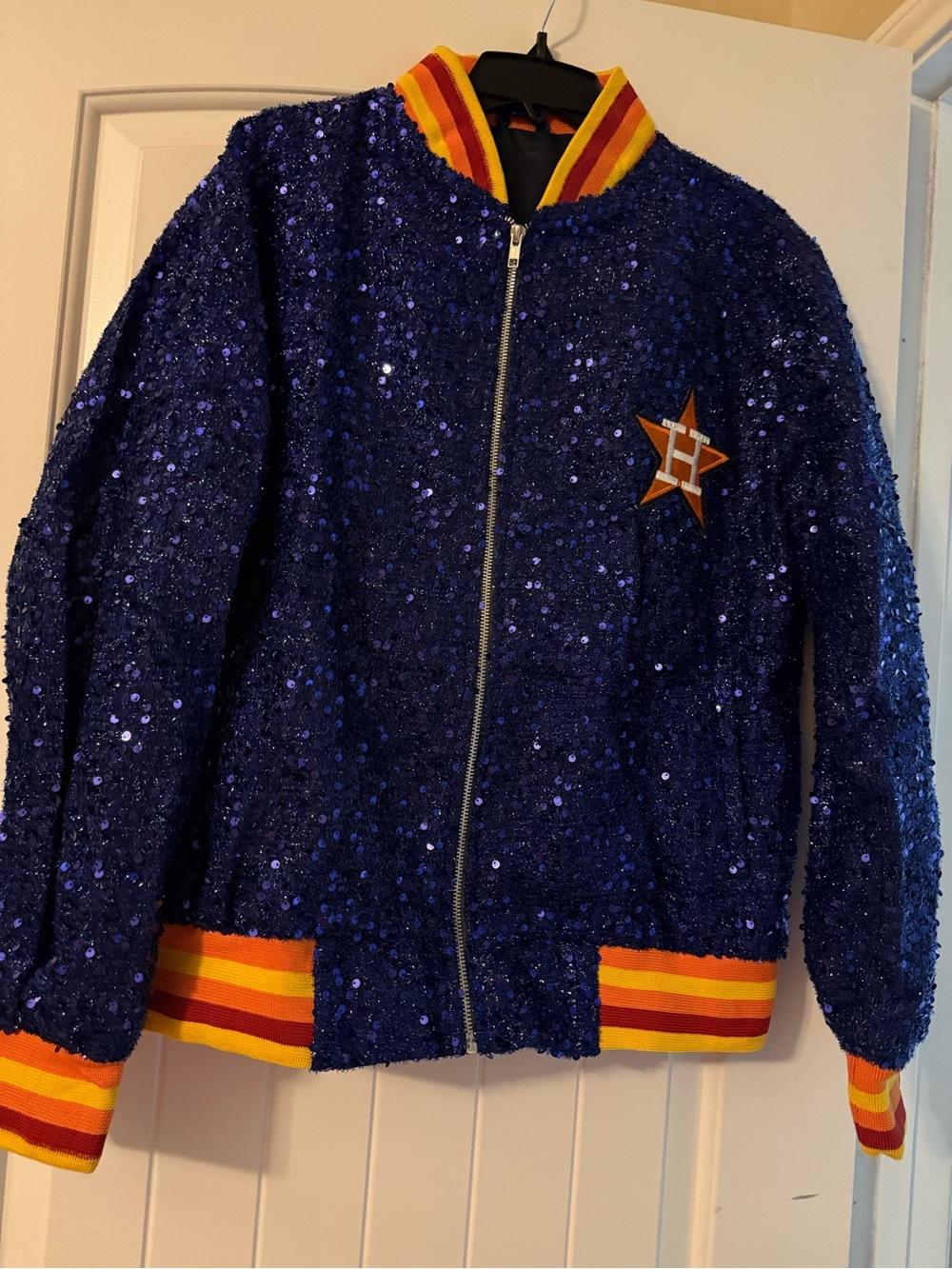 Brand New Houston Astros Sequin Bomber Jacket with Star Patch